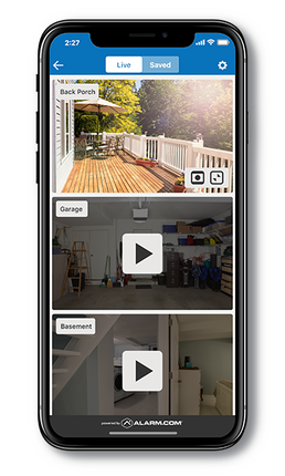 App image displaying cameras throughout a home